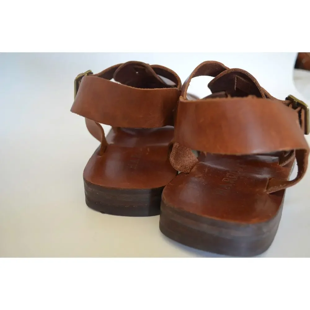 T Strap Leather Woven Fisherman Sandals Size 9M